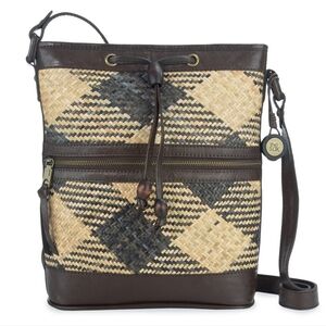 The Sak Rattan Woven/ Leather trim bucket gorgeous cross body bag! NWT!!
